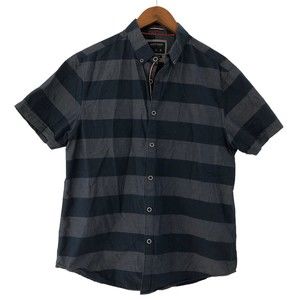 Denim and Flower Ricky Singh men's shirt Blue Gray Striped size Large